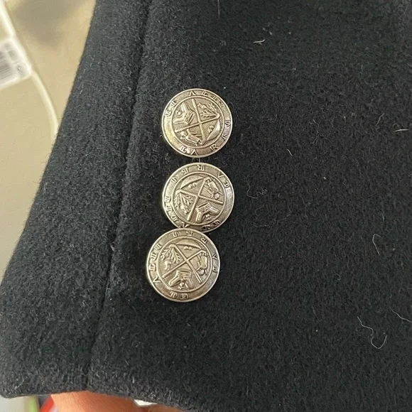 Perry Ellis Vintage Black Wool Military Peacoat USA Made Women’s 10 - Picture 8 of 17